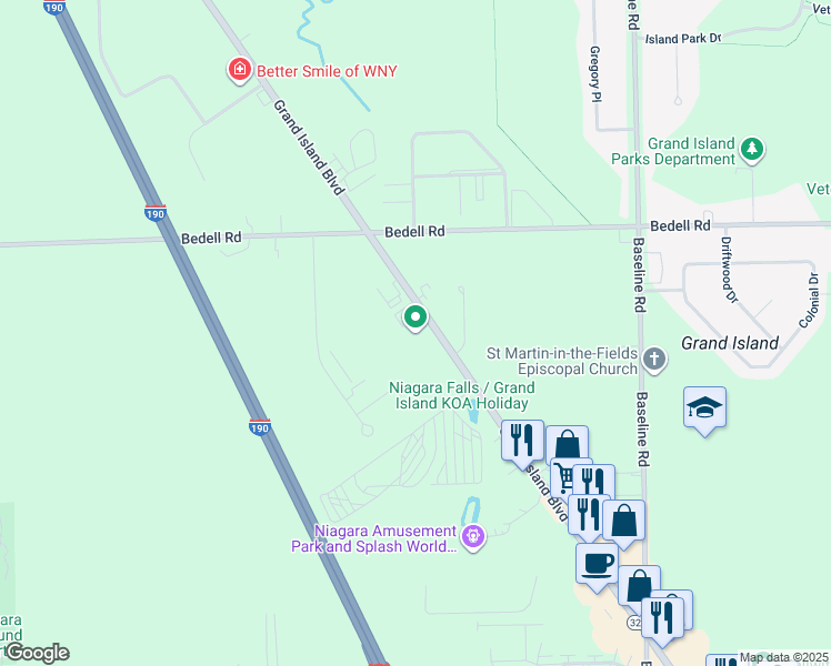 map of restaurants, bars, coffee shops, grocery stores, and more near 2660 Grand Island Boulevard in Grand Island