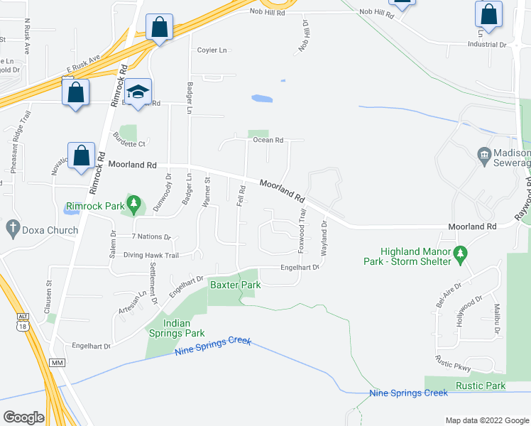 map of restaurants, bars, coffee shops, grocery stores, and more near 1016 North Sunny Vale Lane in Madison