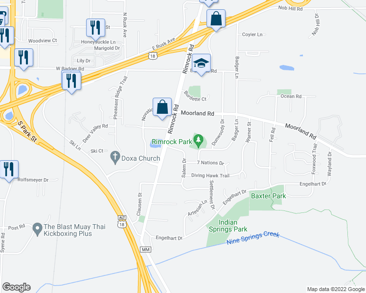 map of restaurants, bars, coffee shops, grocery stores, and more near 350 Kent Lane in Madison