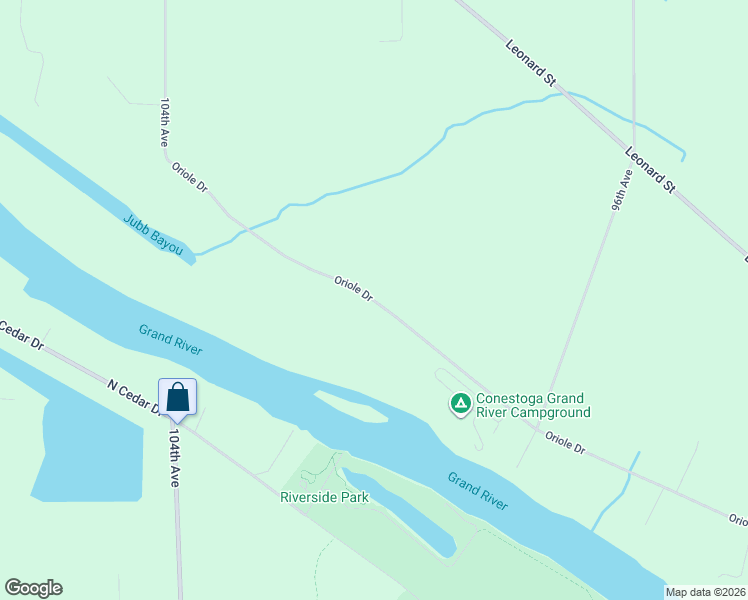 map of restaurants, bars, coffee shops, grocery stores, and more near 10120 Oriole Drive in Coopersville