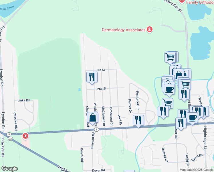 map of restaurants, bars, coffee shops, grocery stores, and more near 302 Homewood Drive in Fayetteville