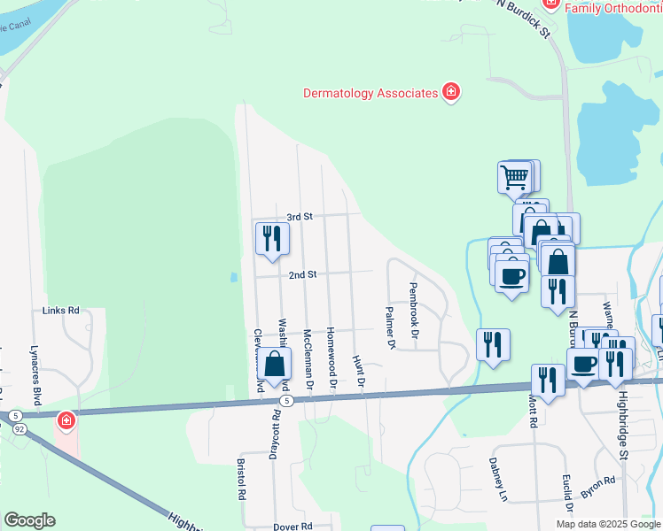 map of restaurants, bars, coffee shops, grocery stores, and more near 302 Homewood Drive in Fayetteville