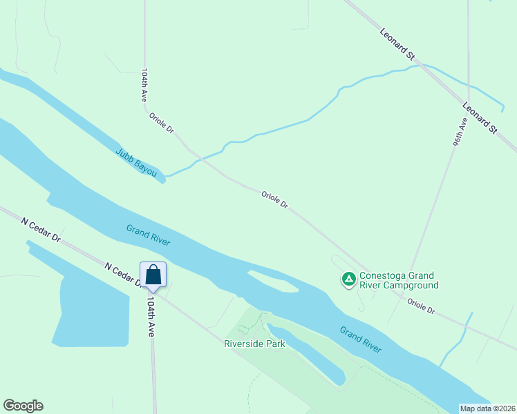 map of restaurants, bars, coffee shops, grocery stores, and more near 10120 Oriole Drive in Coopersville