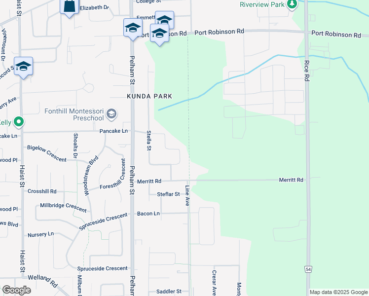 map of restaurants, bars, coffee shops, grocery stores, and more near 95 Kunda Park Boulevard in Pelham
