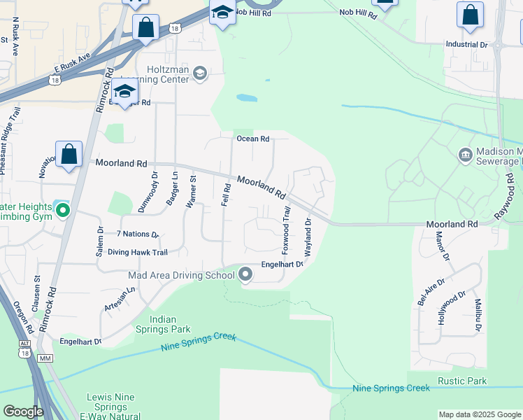 map of restaurants, bars, coffee shops, grocery stores, and more near 1004 North Sunny Vale Lane in Madison