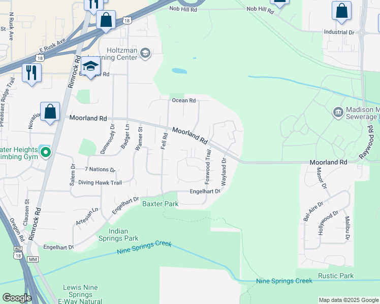 map of restaurants, bars, coffee shops, grocery stores, and more near 1004 North Sunny Vale Lane in Madison