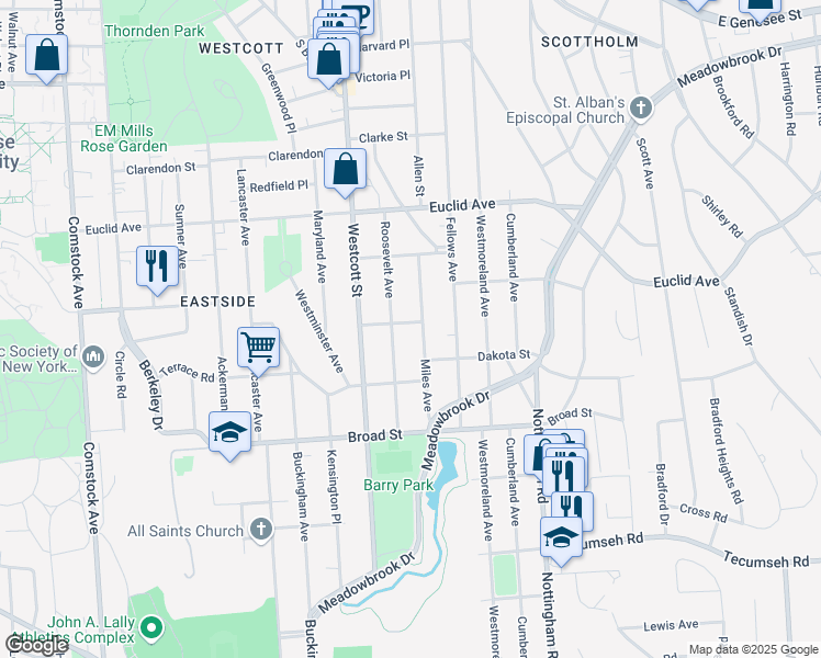 map of restaurants, bars, coffee shops, grocery stores, and more near 204 Jerome Street in Syracuse