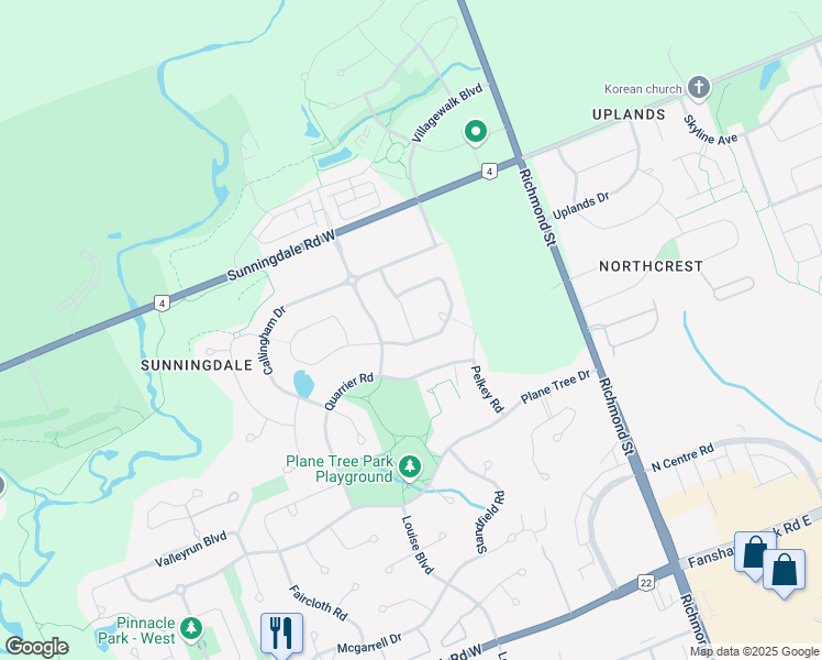 map of restaurants, bars, coffee shops, grocery stores, and more near 2336 Humberside Common in London