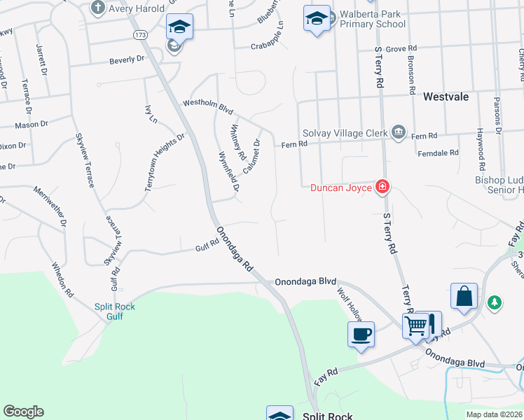 map of restaurants, bars, coffee shops, grocery stores, and more near 126 Rutledge Street in Syracuse