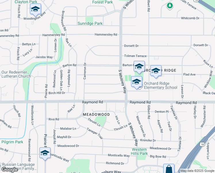 map of restaurants, bars, coffee shops, grocery stores, and more near 5721 Bartlett Lane in Madison