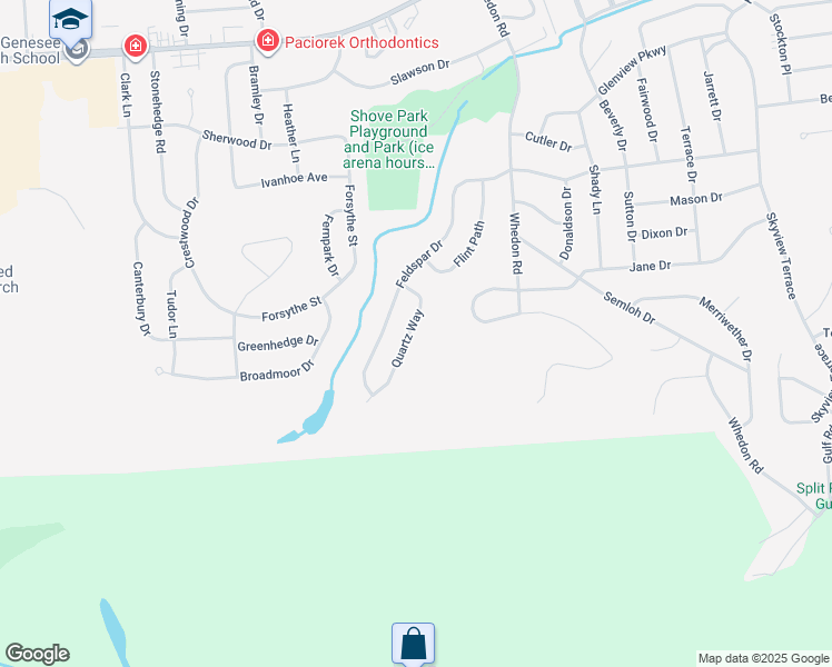 map of restaurants, bars, coffee shops, grocery stores, and more near 115 Quartz Way in Syracuse