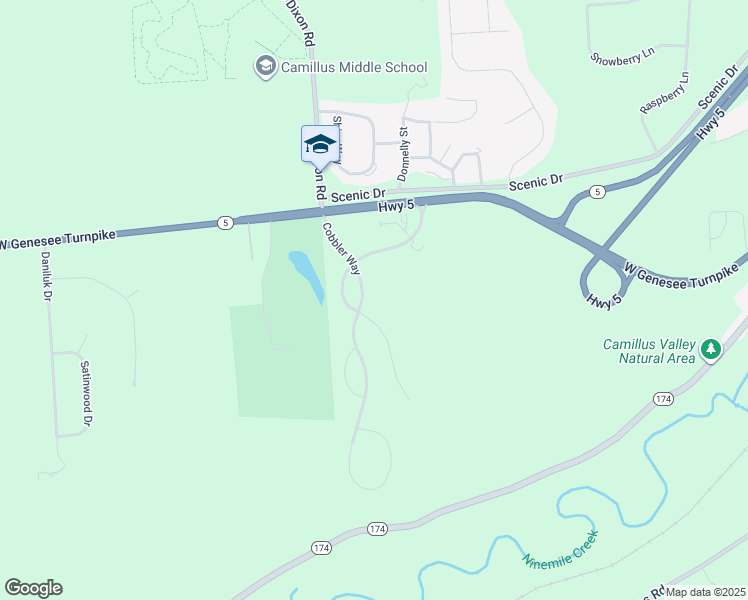 map of restaurants, bars, coffee shops, grocery stores, and more near 5440 Cobbler Way in Camillus