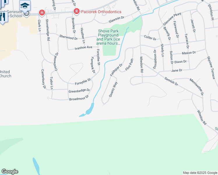 map of restaurants, bars, coffee shops, grocery stores, and more near 115 Quartz Way in Syracuse