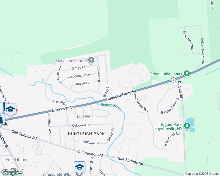 map of restaurants, bars, coffee shops, grocery stores, and more near 105 Shady Lane in Fayetteville