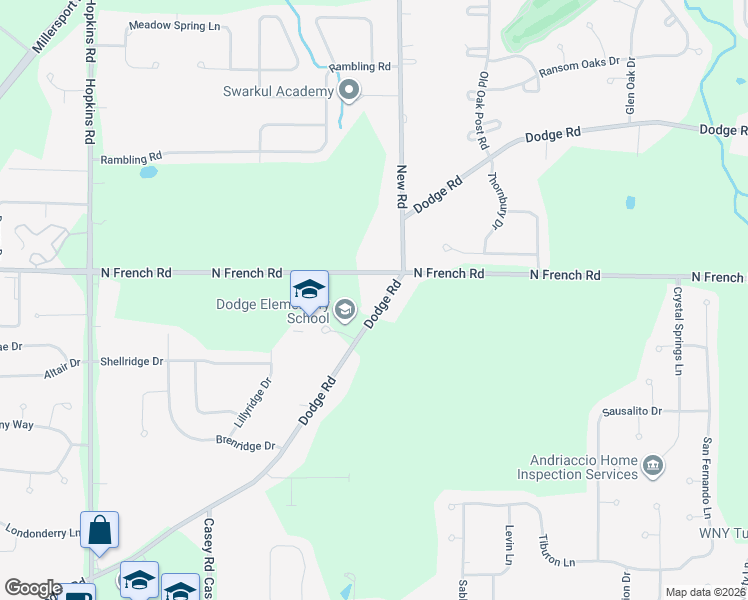 map of restaurants, bars, coffee shops, grocery stores, and more near 1960 Dodge Road in East Amherst