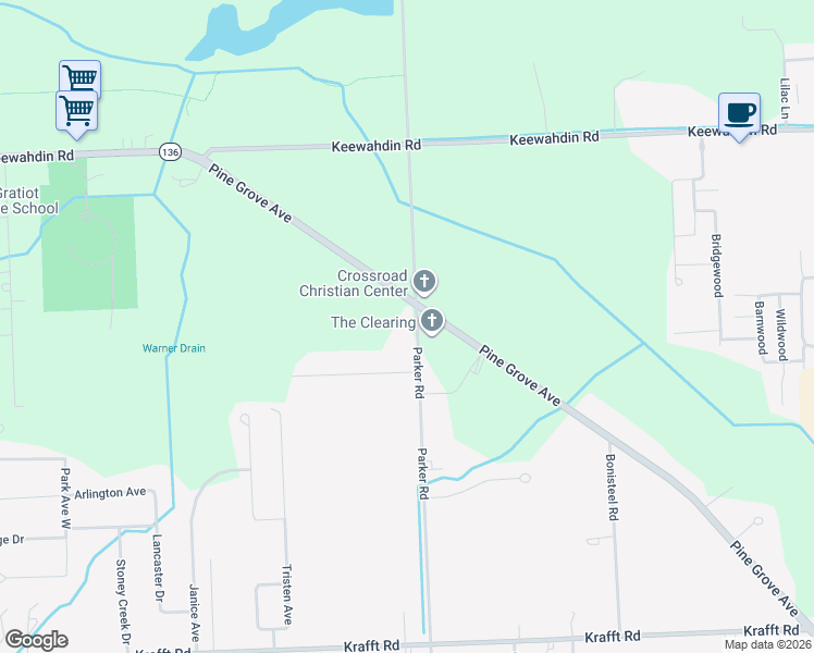 map of restaurants, bars, coffee shops, grocery stores, and more near 4311 Pine Grove Avenue in Fort Gratiot Township