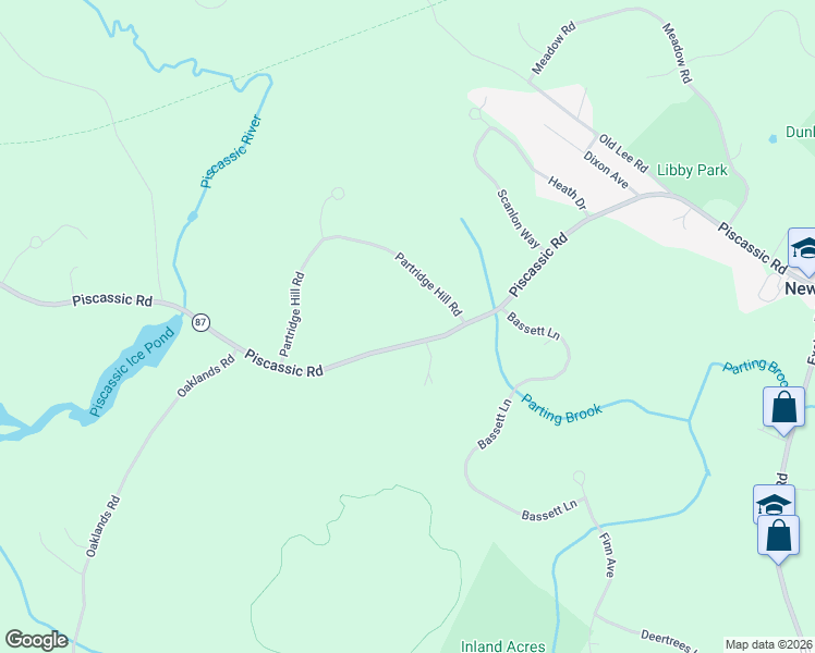 map of restaurants, bars, coffee shops, grocery stores, and more near 101 Piscassic Road in Newfields