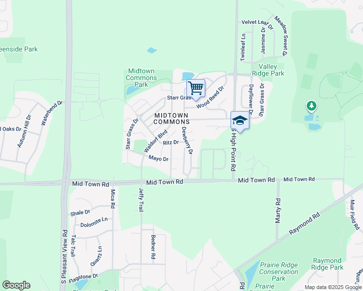 map of restaurants, bars, coffee shops, grocery stores, and more near 1704 Hilton Head Drive in Madison