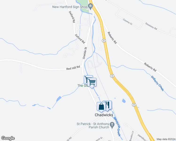 map of restaurants, bars, coffee shops, grocery stores, and more near 3537 Bleachery Place in Chadwicks
