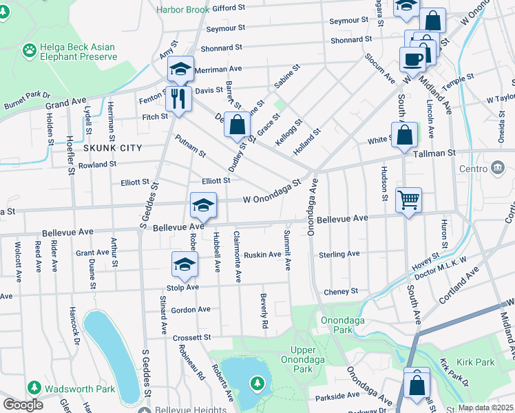 map of restaurants, bars, coffee shops, grocery stores, and more near 944-46 Bellevue Avenue in Syracuse