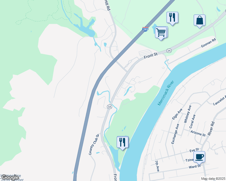 map of restaurants, bars, coffee shops, grocery stores, and more near 29 Old Hackett Hill Road in Manchester