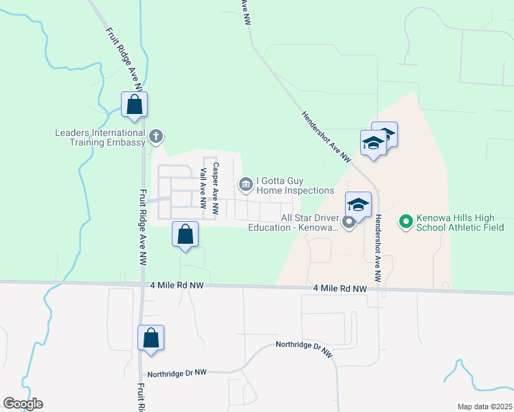 map of restaurants, bars, coffee shops, grocery stores, and more near 3558 Caberfae Street Northwest in Grand Rapids