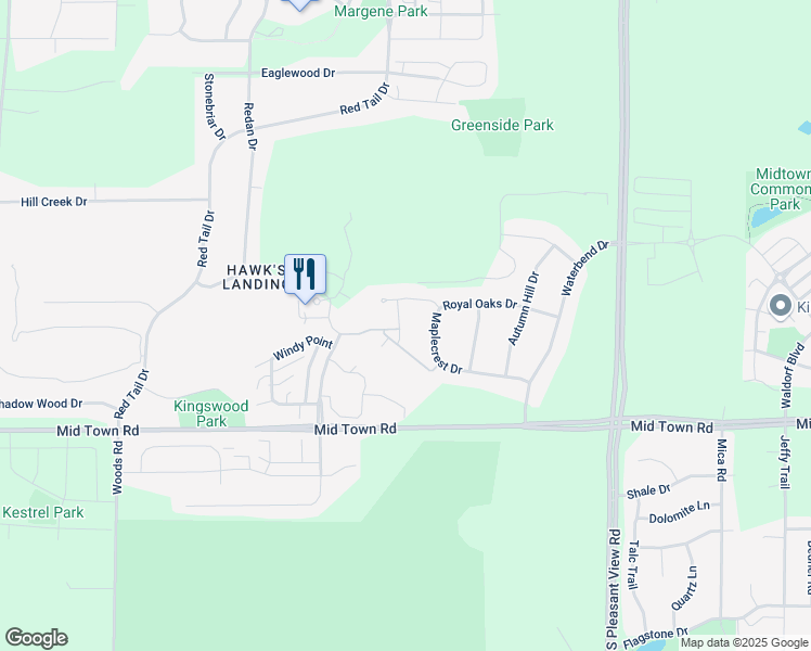 map of restaurants, bars, coffee shops, grocery stores, and more near 9002 Hawks Reserve Lane in Verona