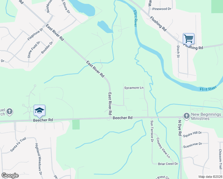 map of restaurants, bars, coffee shops, grocery stores, and more near 6128 East River Road in Flushing