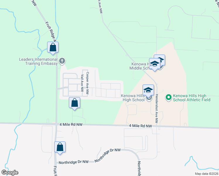 map of restaurants, bars, coffee shops, grocery stores, and more near 3829 Berlitz Lane Northwest in Grand Rapids