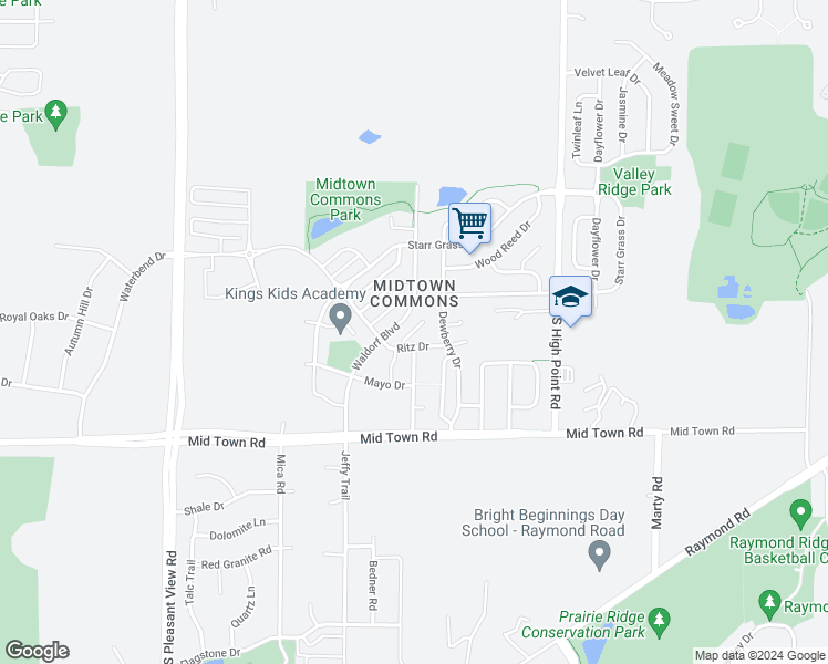 map of restaurants, bars, coffee shops, grocery stores, and more near 1602 Waldorf Boulevard in Madison
