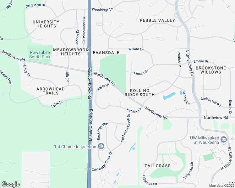 map of restaurants, bars, coffee shops, grocery stores, and more near 2325 Rustic Woods Court in Waukesha