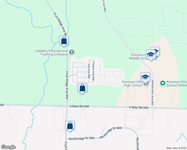 map of restaurants, bars, coffee shops, grocery stores, and more near 3886 Casper Avenue Northwest in Grand Rapids