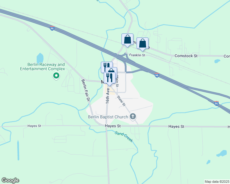 map of restaurants, bars, coffee shops, grocery stores, and more near State Street in Marne