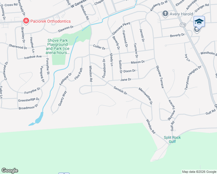 map of restaurants, bars, coffee shops, grocery stores, and more near 110 Semloh Drive in Syracuse