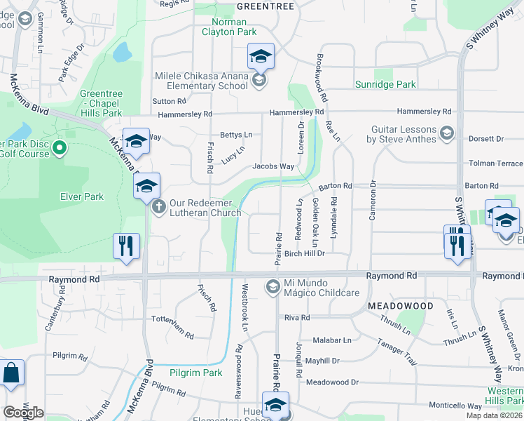 map of restaurants, bars, coffee shops, grocery stores, and more near 22 Starr Court in Madison