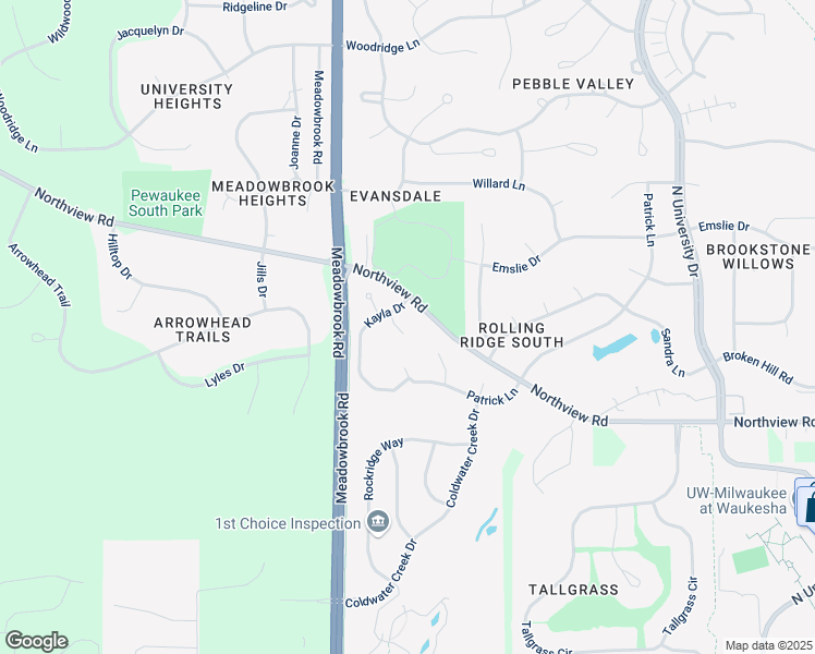 map of restaurants, bars, coffee shops, grocery stores, and more near 2325 Rustic Woods Court in Waukesha