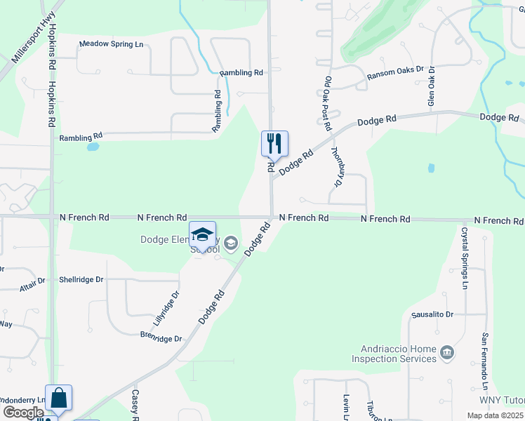 map of restaurants, bars, coffee shops, grocery stores, and more near 2006 Dodge Road in East Amherst