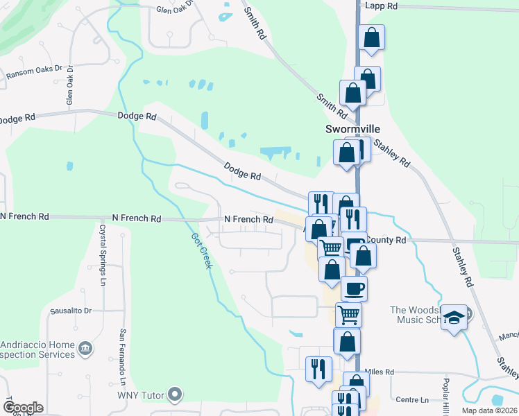 map of restaurants, bars, coffee shops, grocery stores, and more near in Erie County