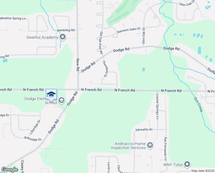 map of restaurants, bars, coffee shops, grocery stores, and more near 46 Echowood Drive in East Amherst