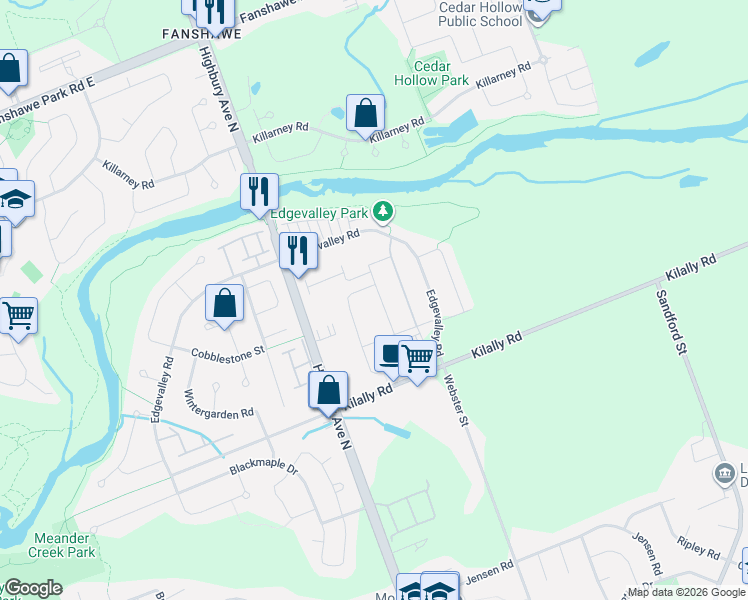 map of restaurants, bars, coffee shops, grocery stores, and more near 1581 Purser Street in London