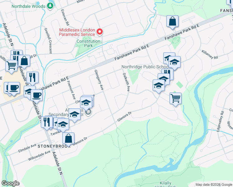 map of restaurants, bars, coffee shops, grocery stores, and more near 839 Dalkeith Crescent in London