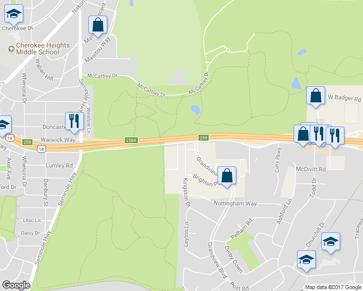 map of restaurants, bars, coffee shops, grocery stores, and more near 2802 Kingston Drive in Madison