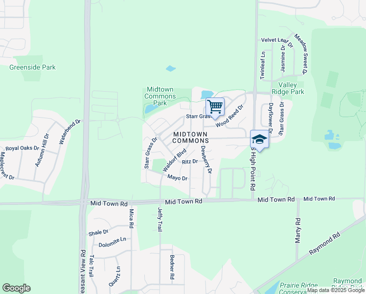map of restaurants, bars, coffee shops, grocery stores, and more near 1602 Waldorf Boulevard in Madison