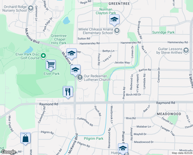map of restaurants, bars, coffee shops, grocery stores, and more near 1614 Frisch Road in Madison