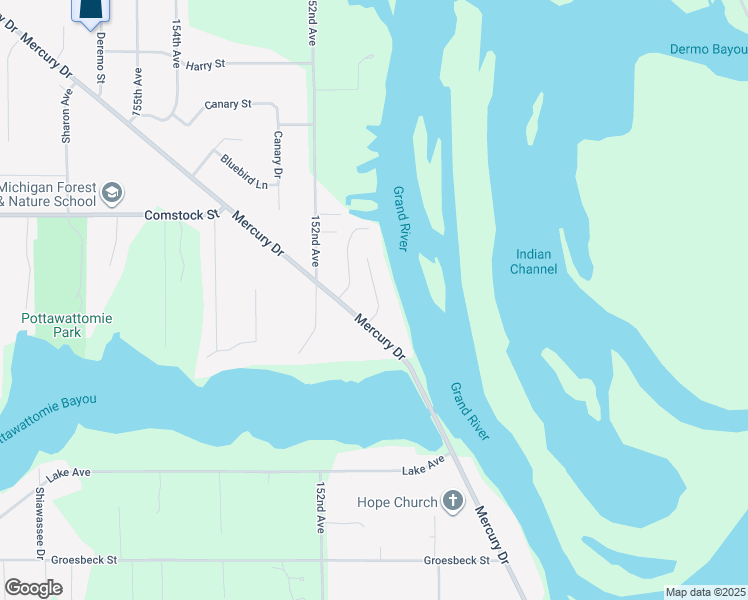 map of restaurants, bars, coffee shops, grocery stores, and more near 14659 Ammeraal Drive in Grand Haven
