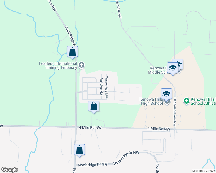 map of restaurants, bars, coffee shops, grocery stores, and more near 3840 Nordic Lane Northwest in Grand Rapids