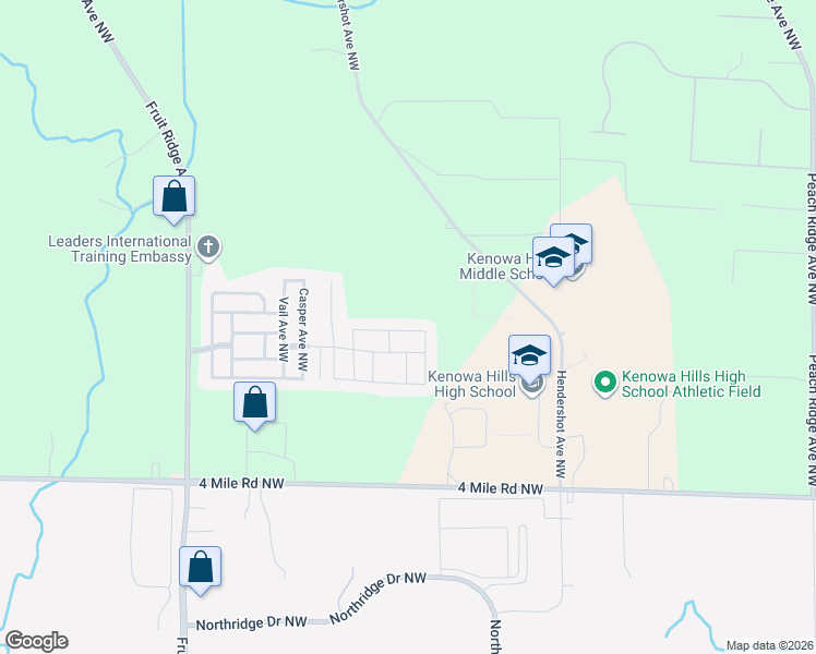 map of restaurants, bars, coffee shops, grocery stores, and more near 3829 Berlitz Lane Northwest in Grand Rapids