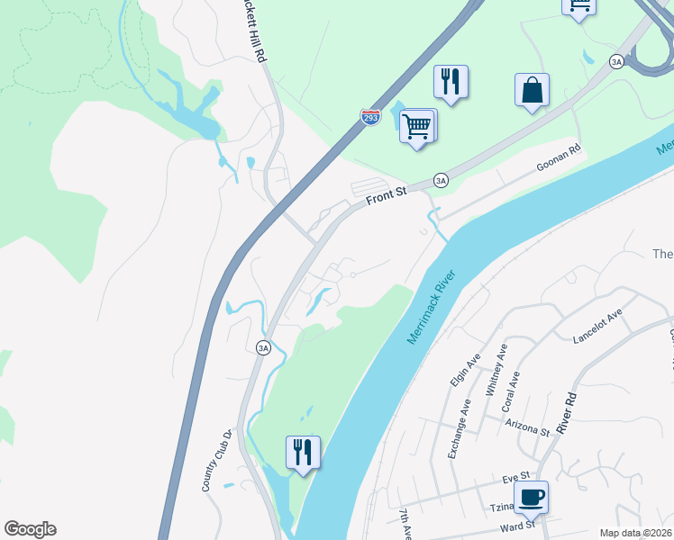 map of restaurants, bars, coffee shops, grocery stores, and more near 11 Northbrook Drive in Manchester