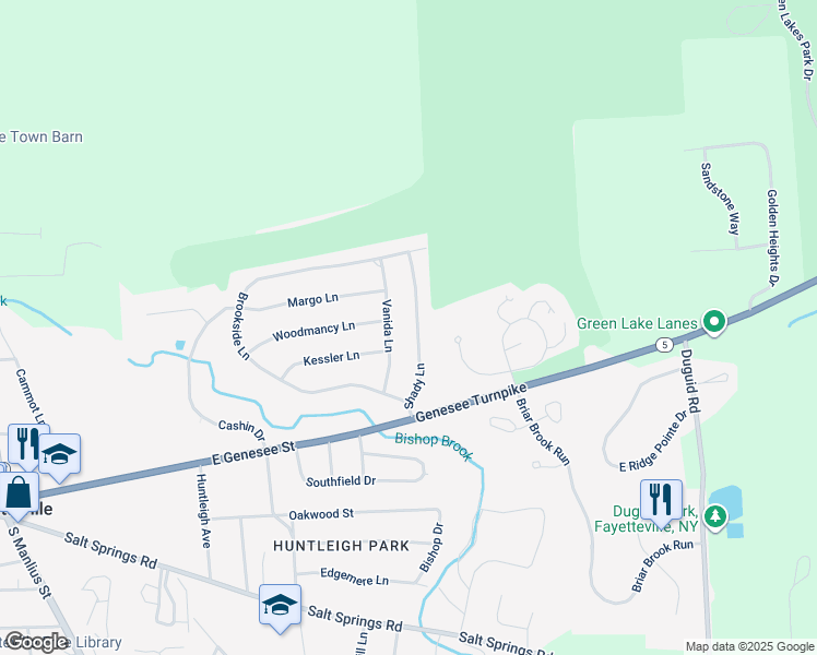 map of restaurants, bars, coffee shops, grocery stores, and more near 117 Shady Ln in Fayetteville
