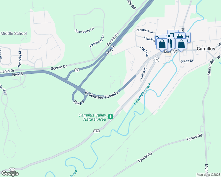 map of restaurants, bars, coffee shops, grocery stores, and more near 232 Camillus Drive in Camillus